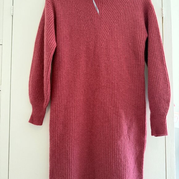 Ann Taylor Ribbed Cashmere Turtleneck Dress, Midnight Merlot, XS Petite, NWT - Picture 2 of 2